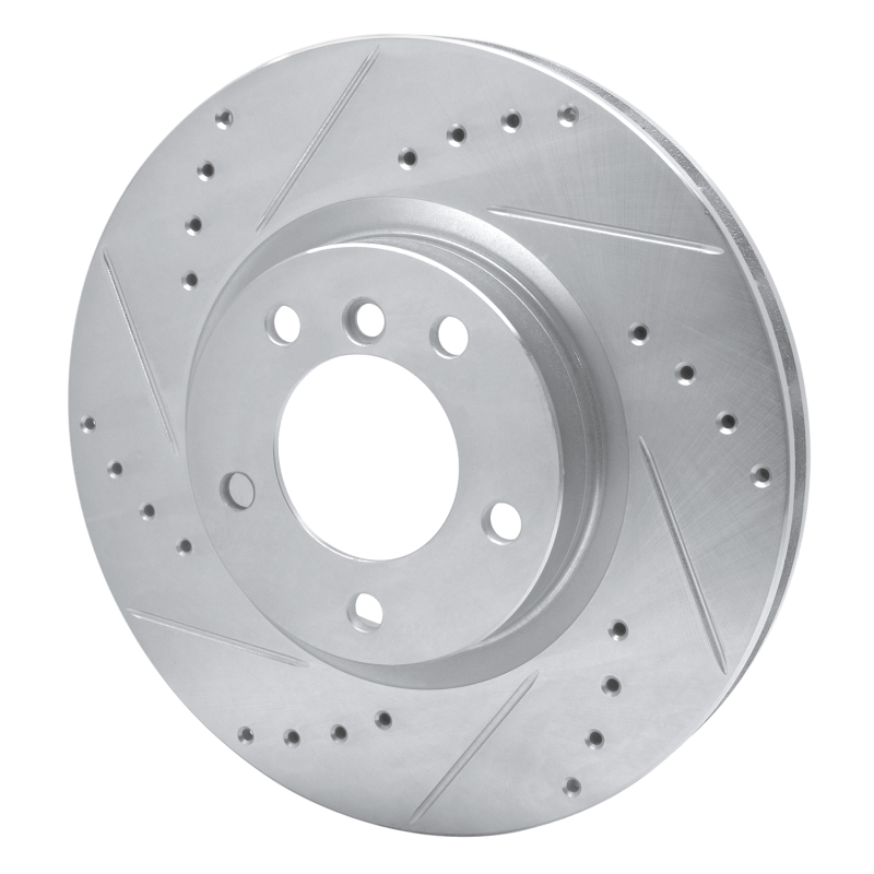 BMW Z3 Brake Rotor (1) - Right Front - R1 Concepts - Drilled & Slotted - Silver - `95-`02